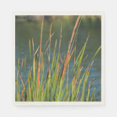Cattails Wasserfront Fotosee Serviette (Vorderseite)