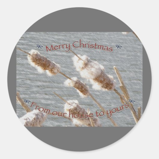 Cattails Weihnachtskleber Runder Aufkleber (Vorderseite)
