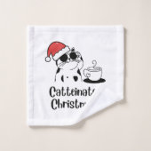 Catteinated Christmas Coffee and Cat Lover Holiday Badhandtuch Set (Waschlappen)