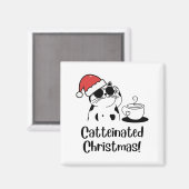 Catteinated Christmas Coffee and Cat Lover Holiday Magnet (Vorderseite/Rückseite)