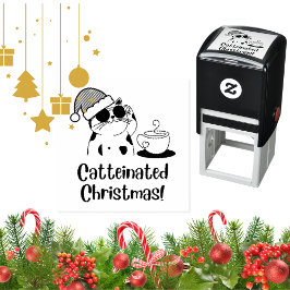 Catteinated Christmas Coffee and Cat Lover Holiday Permastempel