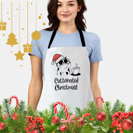 Catteinated Christmas Coffee and Cat Lover Holiday Schürze