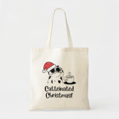 Catteinated Christmas Coffee and Cat Lover Holiday Tragetasche (Vorne)