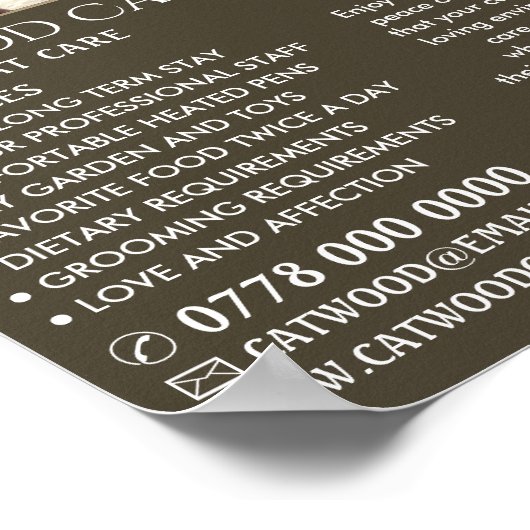 Cattery, Boarding-Service, Werbung Poster (Ecke)