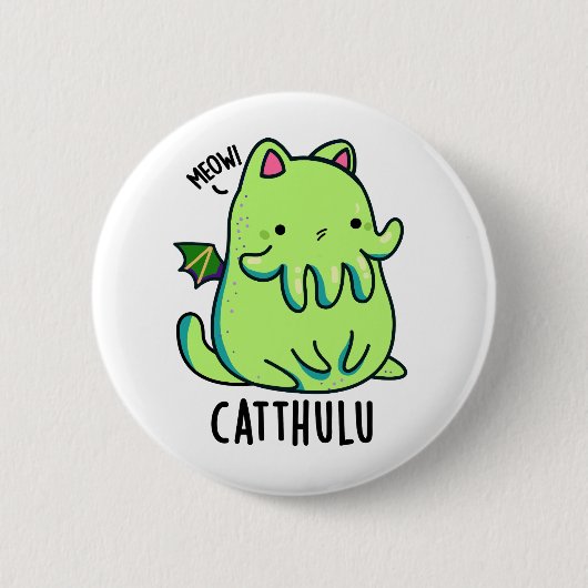 Catthulu Funny Cthulhu Cat Pun Button (Vorderseite)