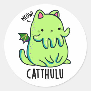 Catthulu Funny Cthulhu Cat Pun Runder Aufkleber