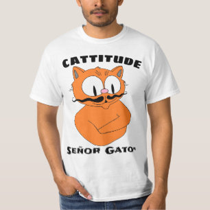 CATTITUDE Cartoon-Schnurrbart-Katze T-Shirt