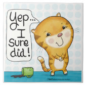 Cattitude-Cat Spills Coffee Fliese (Vorderseite)