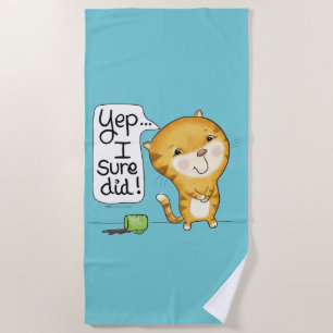 Cattitude-Cat Spills Coffee Strandtuch