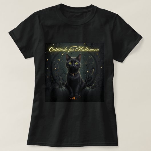 "Cattitude for Halloween"- T-Shirt (Design vorne)