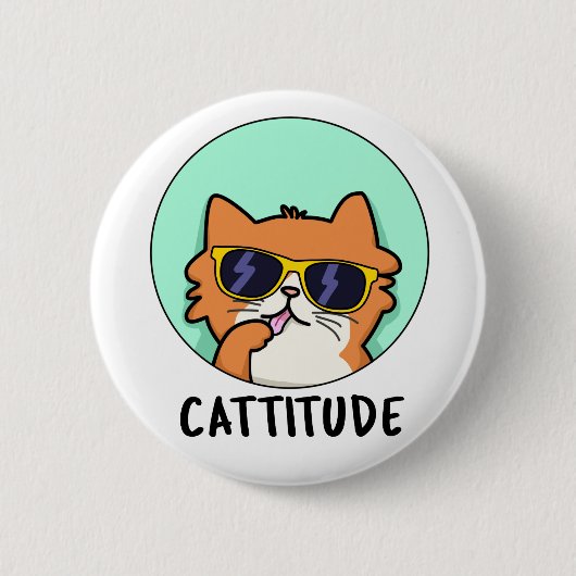 Cattitude Funny Attitude Cat Pub Button (Vorderseite)
