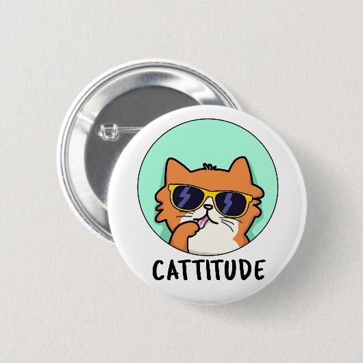 Cattitude Funny Attitude Cat Pub Button (Vorne & Hinten)