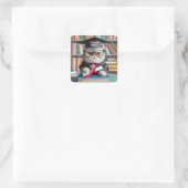 'Cat'titude Graduate Square Sticker (Tasche)