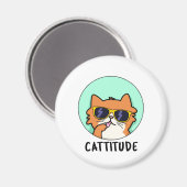 Cattitude Lustige Katze Wortspiel Magnet (Vorderseite/Rückseite)