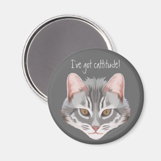 Cattitude (mit Text) Magnet (Vorderseite/Rückseite)