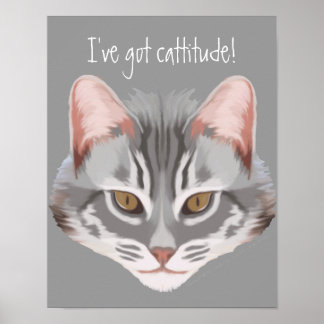 Cattitude (mit Text) Print Poster