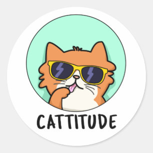 Cattitude Niedlich Attitude Cat Pub Runder Aufkleber