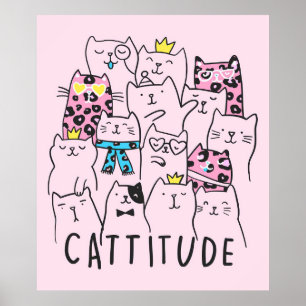 Cattitude Niedlich Cat, Funny Kitten Cat Lover Gif Poster