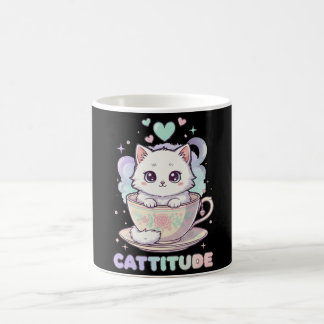 Cattitude Süße Kawaii Pastell Weiße Katze  Kaffeetasse