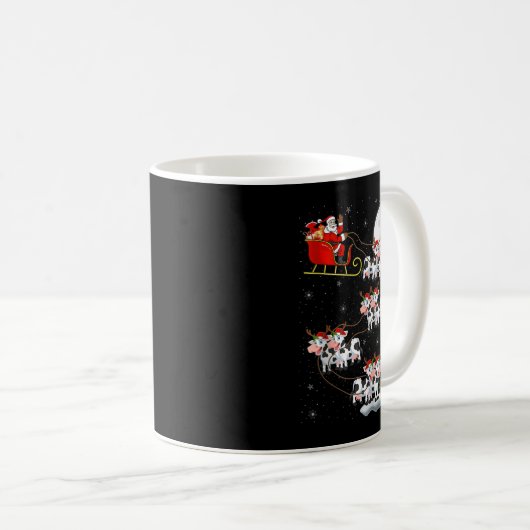 Cattle Cow Santa Sleigh Flying Funny Magical Chris Kaffeetasse (VorderseiteRechts)
