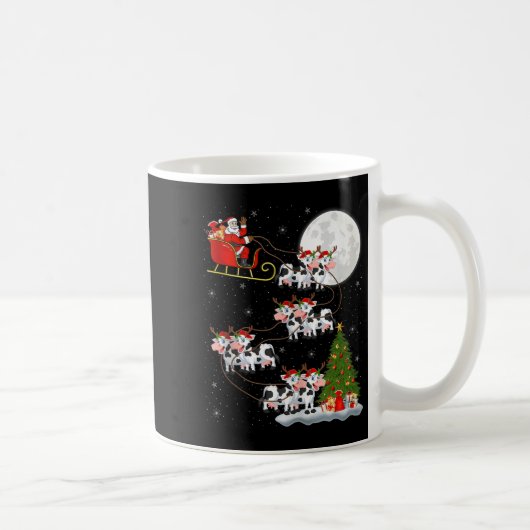 Cattle Cow Santa Sleigh Flying Funny Magical Chris Kaffeetasse (Rechts)
