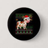 Cattle Cow Ugly Christmas Sweaters Holiday Santa C Button (Vorderseite)