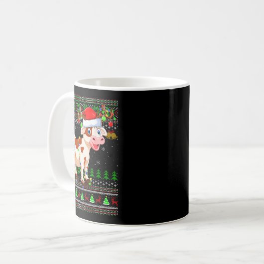Cattle Cow Ugly Christmas Sweaters Holiday Santa C Kaffeetasse (Vorderseite Links)