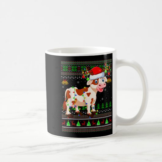 Cattle Cow Ugly Christmas Sweaters Holiday Santa C Kaffeetasse (Rechts)
