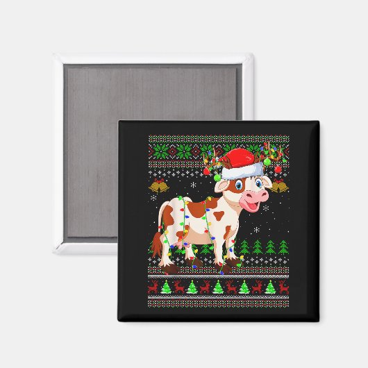 Cattle Cow Ugly Christmas Sweaters Holiday Santa C Magnet (Vorderseite/Rückseite)