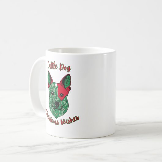 Cattle Dog Weihnachtswünsche Kaffeetasse (Vorderseite Links)