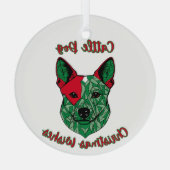 Cattle Dog Weihnachtswünsche Ornament Aus Glas (Rückseite)