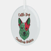 Cattle Dog Weihnachtswünsche Ornament Aus Glas (Vorderseite links)