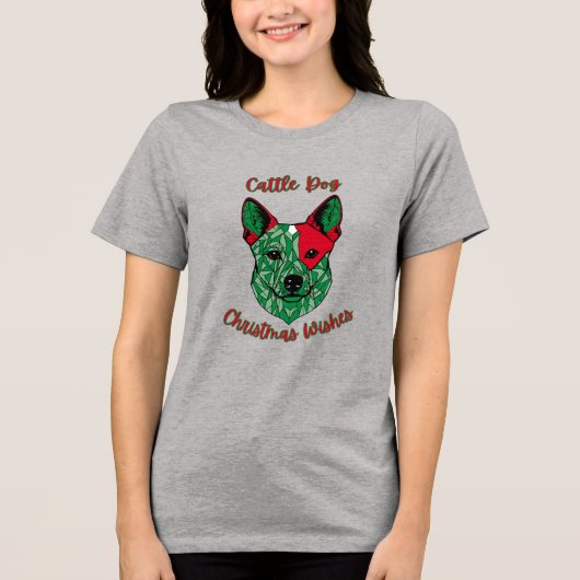 Cattle Dog Weihnachtswünsche Tri-Blend Shirt (Vorderseite)