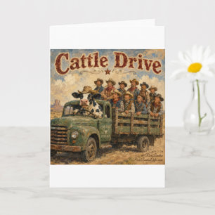 Cattle Drive Cartoon – Kuh lenkt Cowboys Karte
