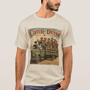 Cattle Drive Cartoon – Kuh lenkt Cowboys T-Shirt