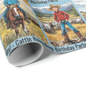 Cattle Roundup Boy's Birthday Personalize Name Geschenkpapier (Rolleneckpunkt)
