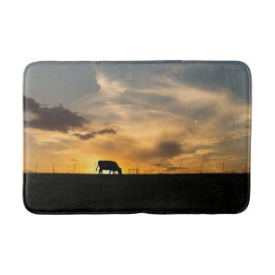 Cattle Sunset Silhouette Badematte