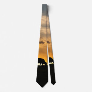 Cattle Sunset Silhouette Neck Tie Krawatte