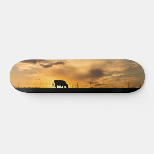 Cattle Sunset Silhouette Skateboard (Horizontal)