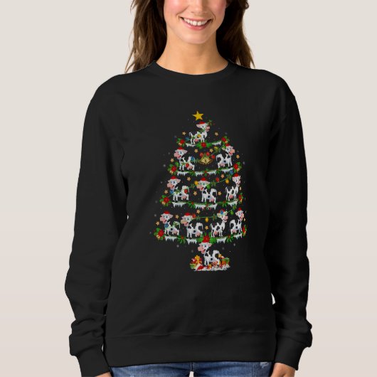 Cattle  Xmas Lights Cattle Christmas Tree Sweatshirt (Vorderseite)