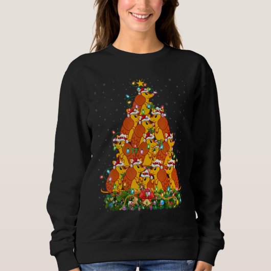 Cattle   Xmas Lights Santa Cattle Christmas Tree Sweatshirt (Vorderseite)