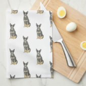 Cattledog Heeler (Blue Black Tan) Geschirrtuch (Viertel Falte)