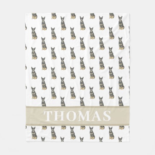 Cattledog Heeler (Blue Black Tan) Pink & White Fleecedecke (Vorderseite)