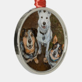 Cattledogs Vieh-Hunde und Heelers schöne Kunst Silbernes Ornament (Rechts)