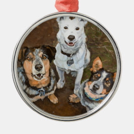 Cattledogs Vieh-Hunde und Heelers schöne Kunst Silbernes Ornament