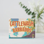 Cattlewash Beach Barbados Reiseplakat. Postkarte (Stehend Vorderseite)