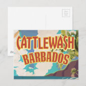 Cattlewash Beach Barbados Reiseplakat. Postkarte (Vorne/Hinten)