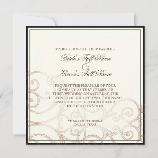 Cattleya Orchid Cream Black - Einladung zur Hochze (Vorderseite)