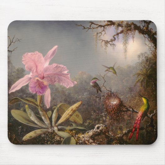 Cattleya Orchid und Drei Hummingvögel Mousepad (Vorne)