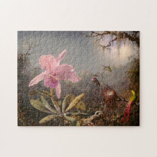 Cattleya Orchid und Drei Hummingvögel Puzzle (Horizontal)